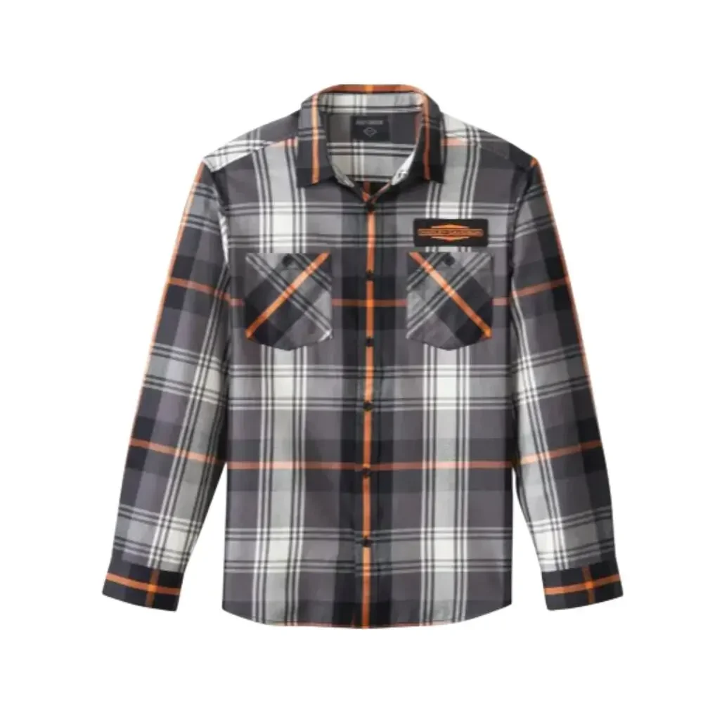 HARLEY-DAVIDSON Stacked Bar & Shield Long Sleeve Plaid Shirt 3XL Moto Biker NWOT